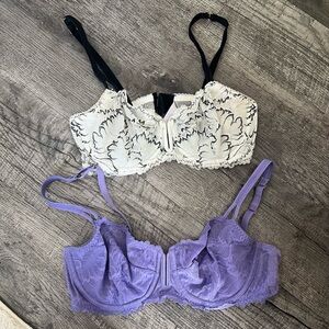 Auden lace Set of Balconette Bras in Cream and Lavender